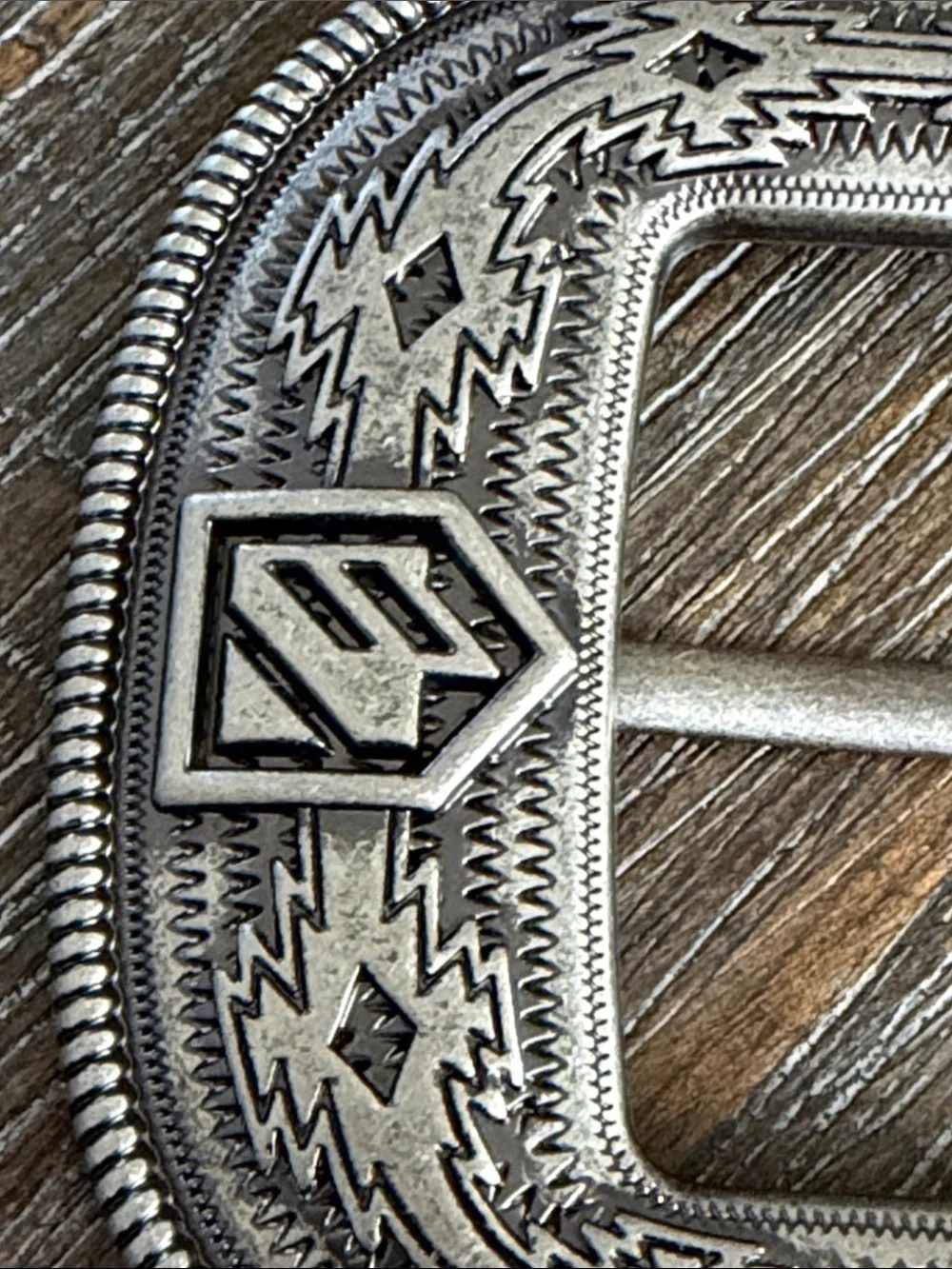 RANK 45 Silver Tone Western Engraved Belt Buckle fits 1 1/2